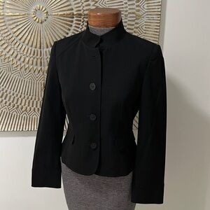 Cropped Black Jacket Blazer Top Stitch Detail